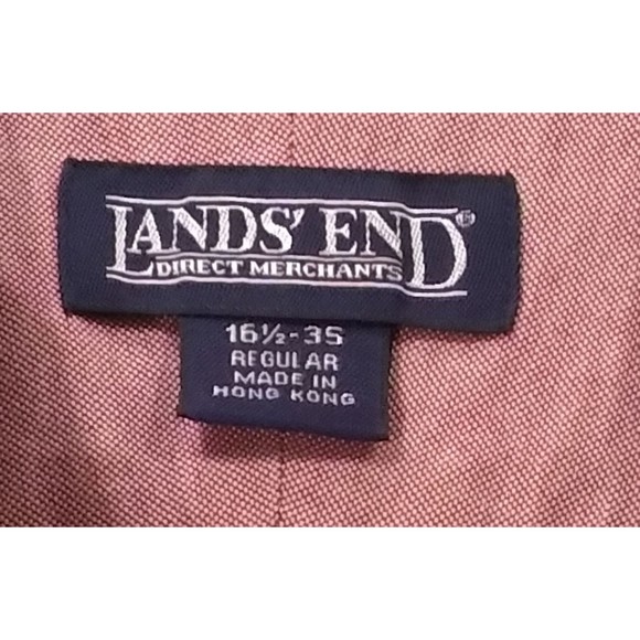 Land's End Men's Long Sleeve Maroon Button Up Dress Shirt Size L 16.5 (35) - Picture 5 of 6